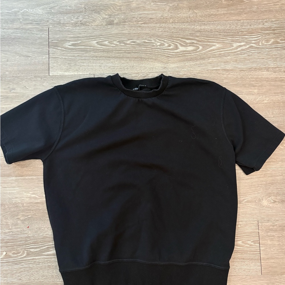 Zara Black Ribbed Collar Top